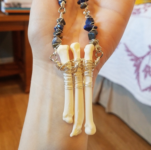 Coyote Foot Bone Sodalite Wrapped Choker - Picture 4 of 12